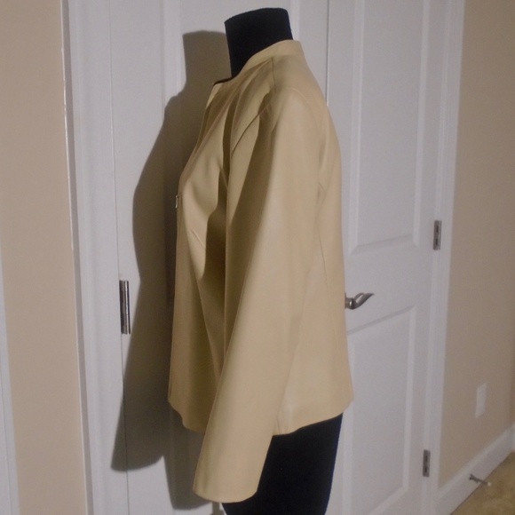 ANN TAYLOR 100% Leather Moto Jacket M Vanilla - Picture 6 of 10